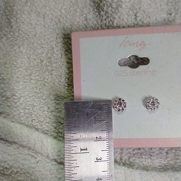 Icing sterling silver cz earrings flower 💐🌹 floral - Picture 2 of 5